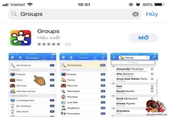 Xoá danh bạ trên điện thoại iPhone bằng ứng dụng Groups